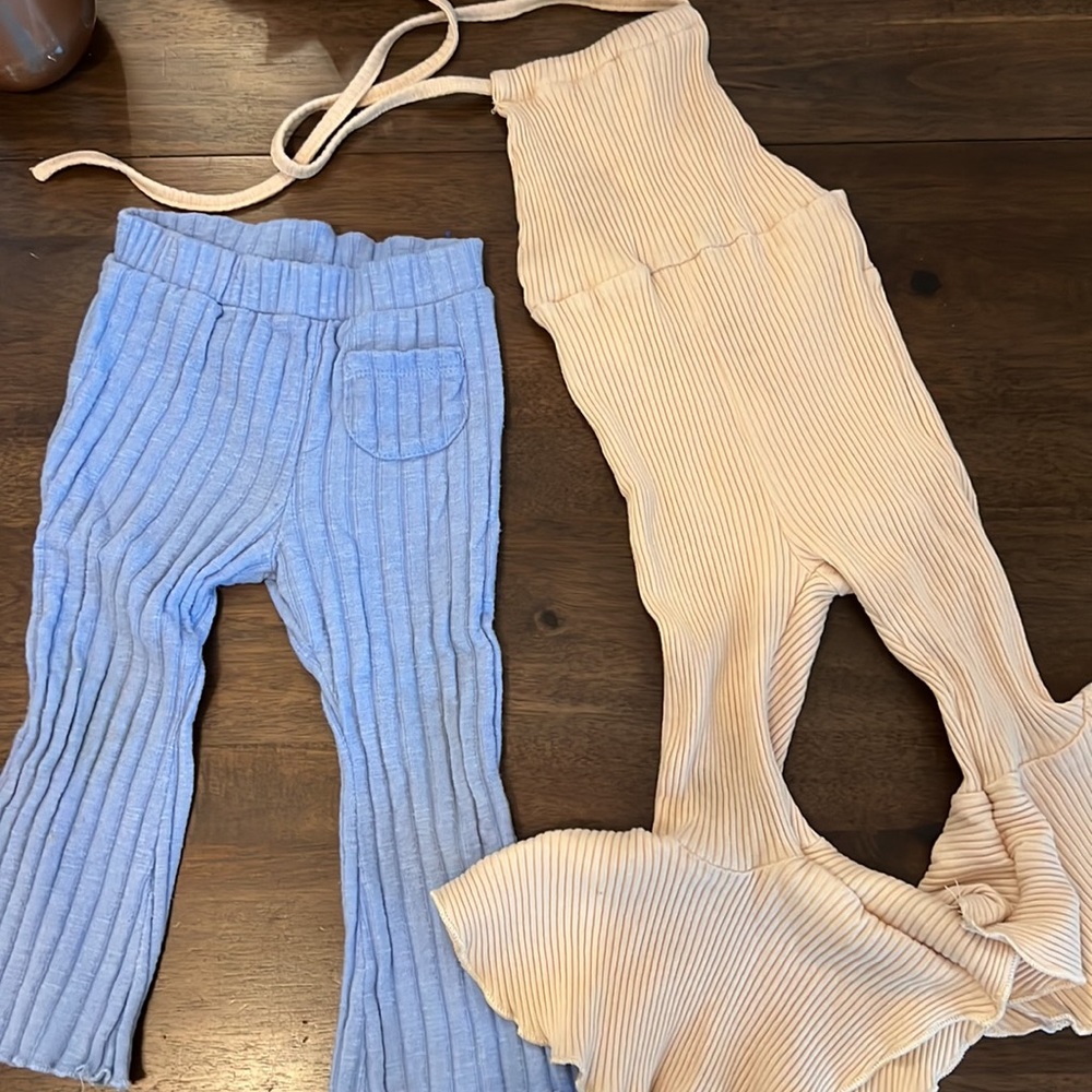 Bundle* Zara Baby ribbed flare legging + one piece bell bottom romper 18M